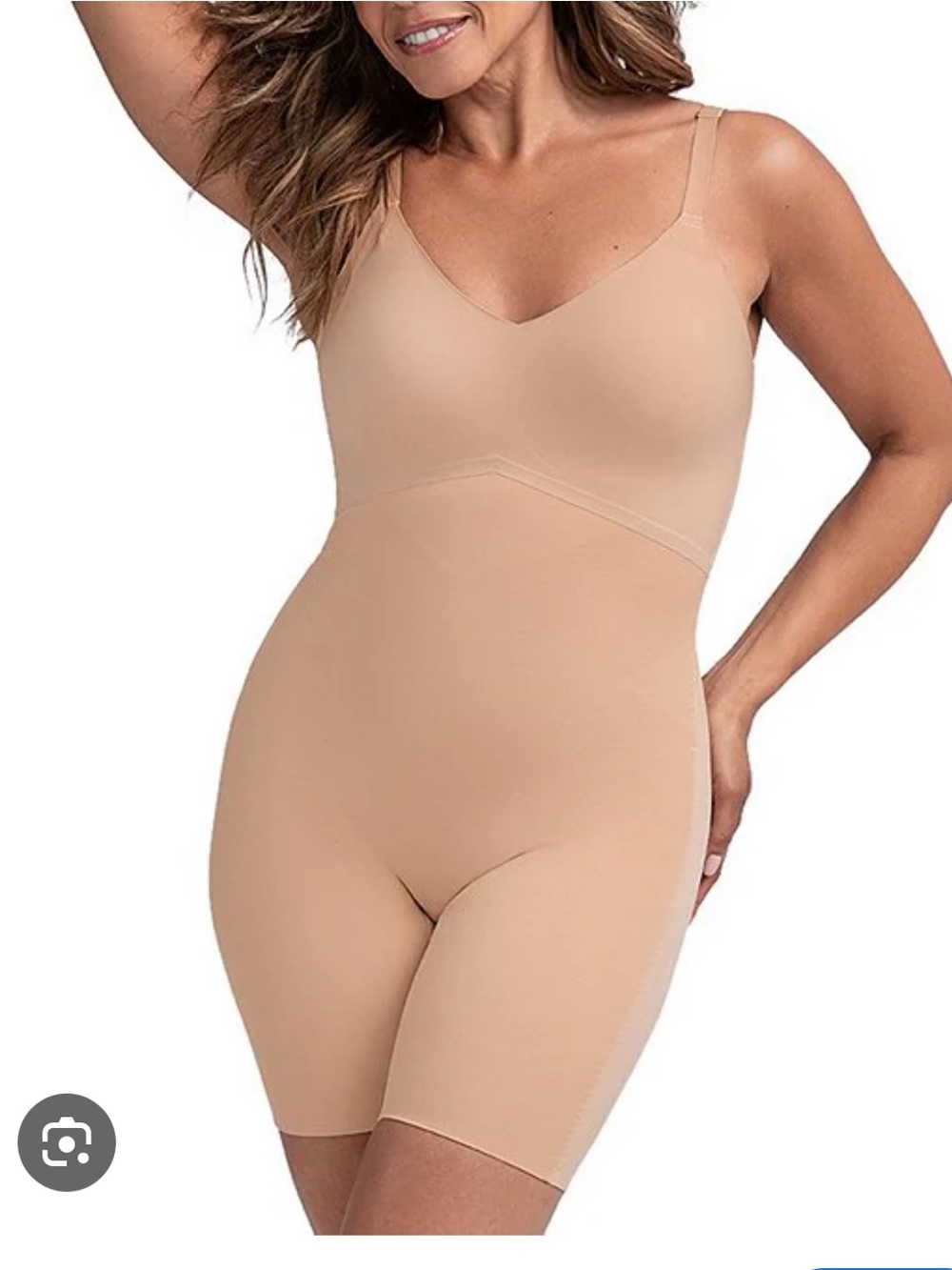 Honeylove Mid Thigh Bodysuit Sand shaper 1X shapewear Nude